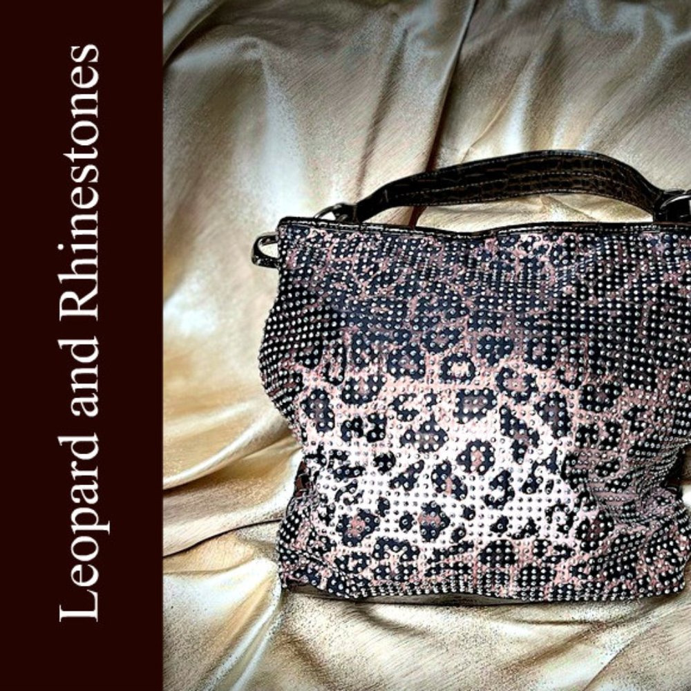 **EUC** Rhinestone Embellished Leopard Print Bag